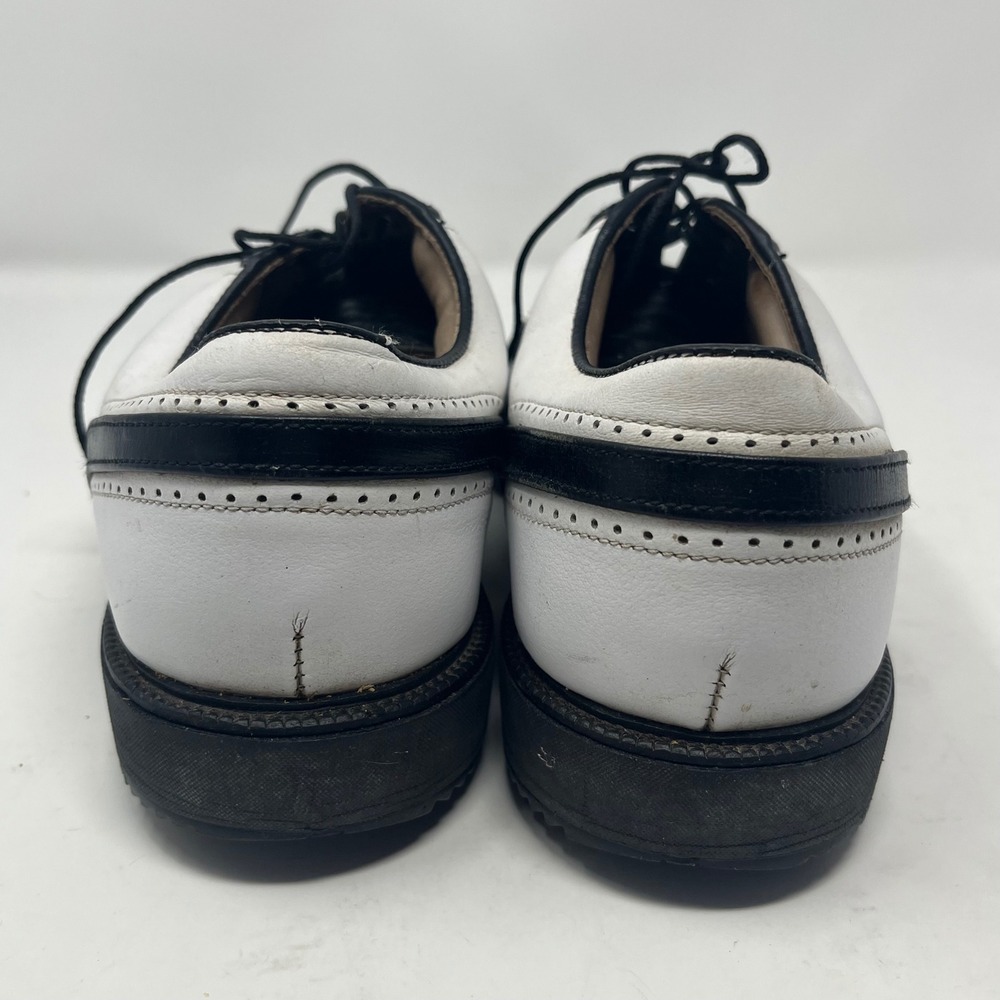 FootJoy GreenJoys Mens 9.5 W Golf Shoes Black White Wingtip Saddle 52262 - Picture 3 of 8